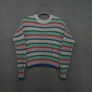 Urban Outfitters‎ Sweater Womens Small Multicolor Striped Knit Cropped Cardigan